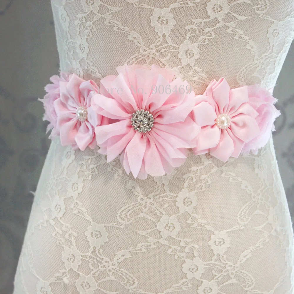 

Chiffon Flower Sash Matching Baby Headband Satin Flower Sash Belt Flower girl woman Hair Accessories