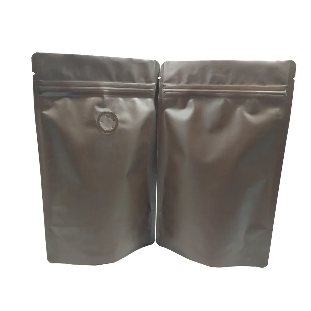 

50PCS Matte Coffee Colored Zipper Grip Seal Stand Up Pouches for Nuts Candy Package Pure Aluminum Foil Ziplock Coffee Beans Bag