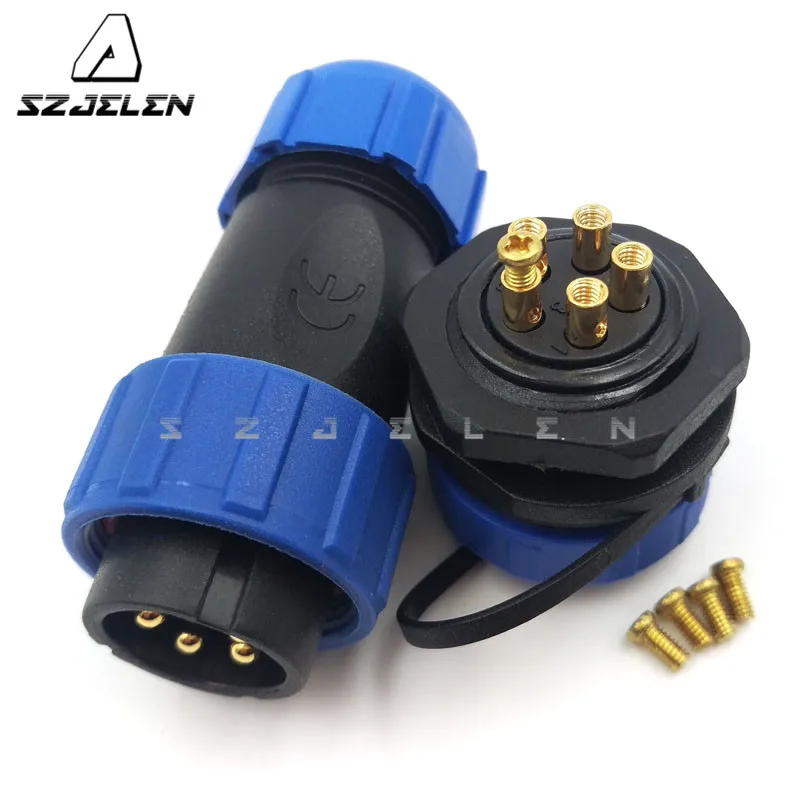 SP2110/SY2112, No Need To Weld (Connect By The Metal Screw) Waterproof Connector 5pin Plug And Socket , Outdoor Link Wire Connec