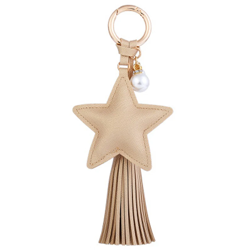 PU Leather Tassel With Star Bags Pendant Car Keychain Fashion Women Handbag Jewelry Gift R282