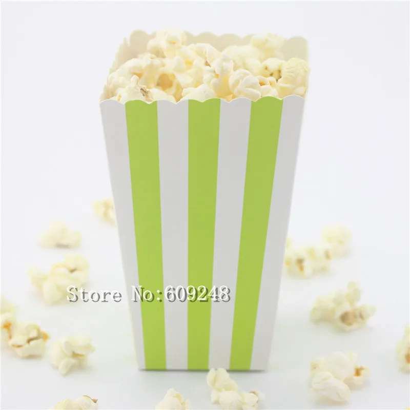 

24 Pcs Lime Green Stripe Paper Popcorn Boxes,Spring Party Favor Bags,Candy Snack Treat Cups,Kids Mini Movie Theater Easter Night