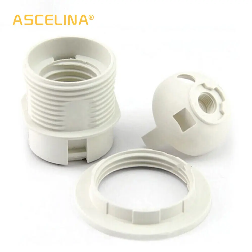 10 unidades/lote e27 led suporte de lâmpada de plástico e27 edison parafuso suporte de soquete de lâmpada diy e27 base de soquete acessórios de