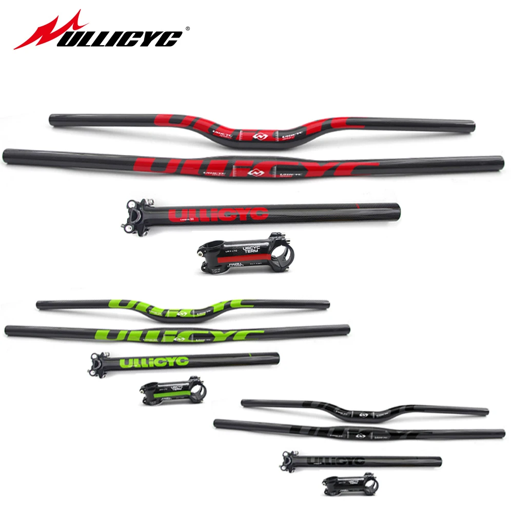 ULICYC Nowy zestaw kierownicy z włókna węglowego Kierownica rowerowa Mtb + sztyca + mostek Części rowerowe Selle Kierownica karbonowa