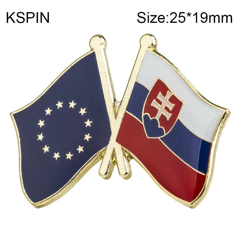 EU &  Slovakia Friendship Flag Badge Brooch Natinal Lapel Pins Flag Lapel Pins Country Flag Badge XY0079