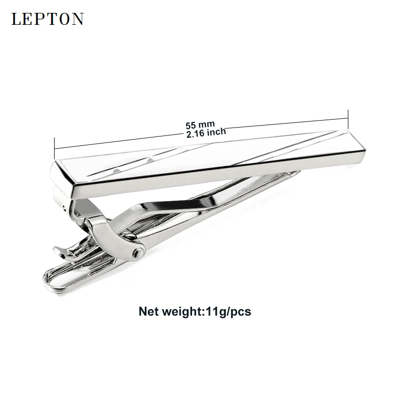 

Lepton Brand Men Skinny Tie Clip Pins Short Silver color Men Metal Necktie Tie Bar Chrome Clamp Stainless Steel Plain Tie Clip