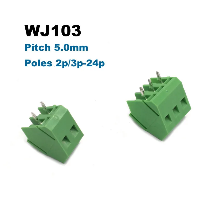 

5/10Pcs Pitch 5.0mm 2P 3P Screw PCB Terminal Block Connector Straight Pin WJ103 Wire Cable Morsettiera 300V 15A 2.5mm2