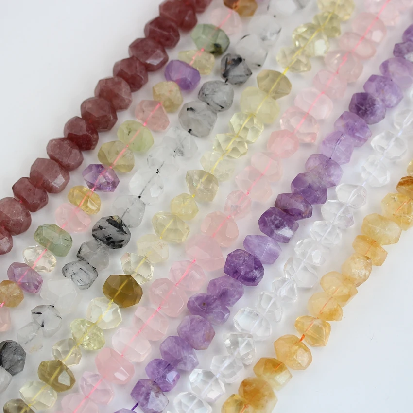 8 Quartz Choice,Faceted Natural Pink White Yellow Amethysts Quartz Crystal Chunky Nugget Beads For DIY Jewelry Making SF-72