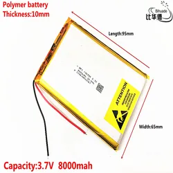 Liter energy battery Good Qulity 106595 3.7 V lithium polymer 8000 mah DIY mobile emergency power charging battery