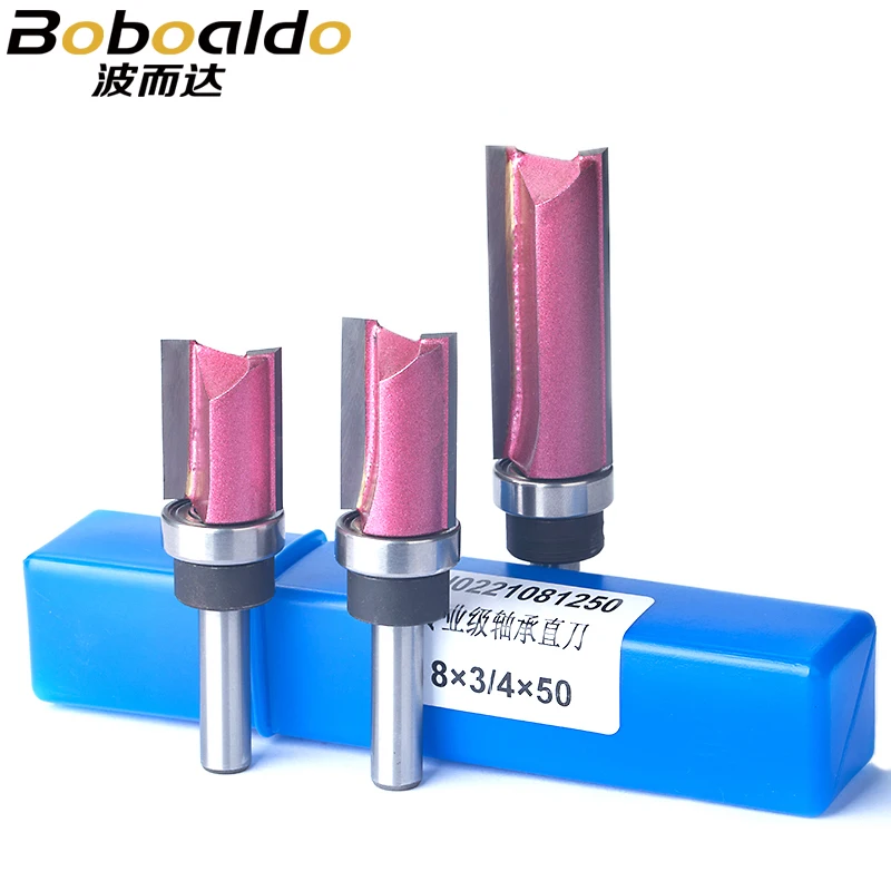 

1pc Bearing Flush Trim Router Bit For Wood 8mm Shank Straight Bit Tungsten Woodworking Milling Trimming CNC Cutter Tool