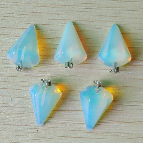 Wholesale 12pcs/lots  2016 fashion good quality opal opalite stone hexagon pyramis pendant for jewelry making free shipping