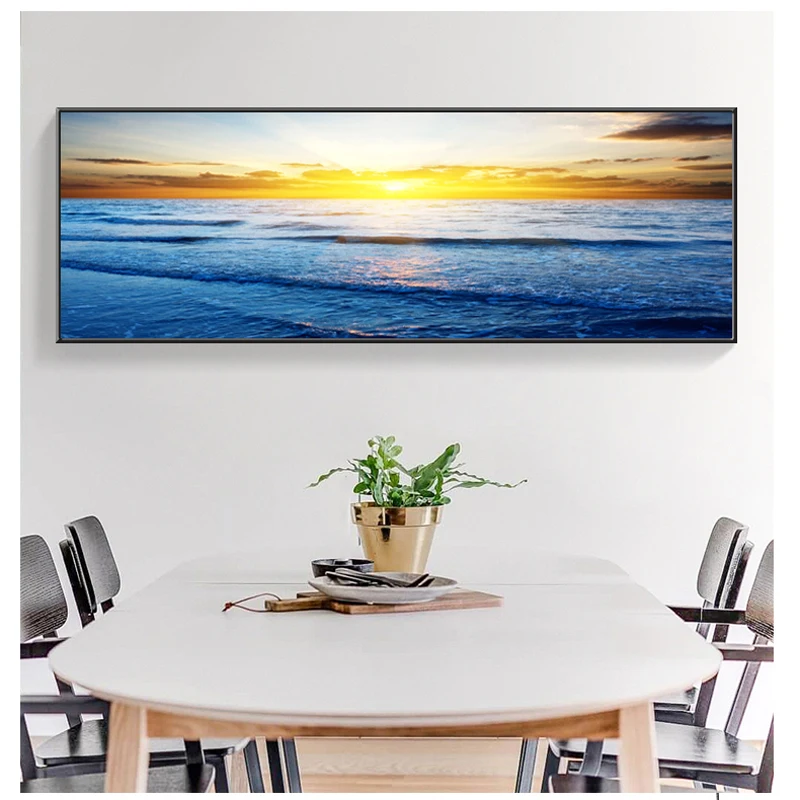 Wall Art Poster Modern Home Decor Living Room Bedroom 1 Pieces Sea Beach Sunset Landscape Canvas Print  Picture No Framework