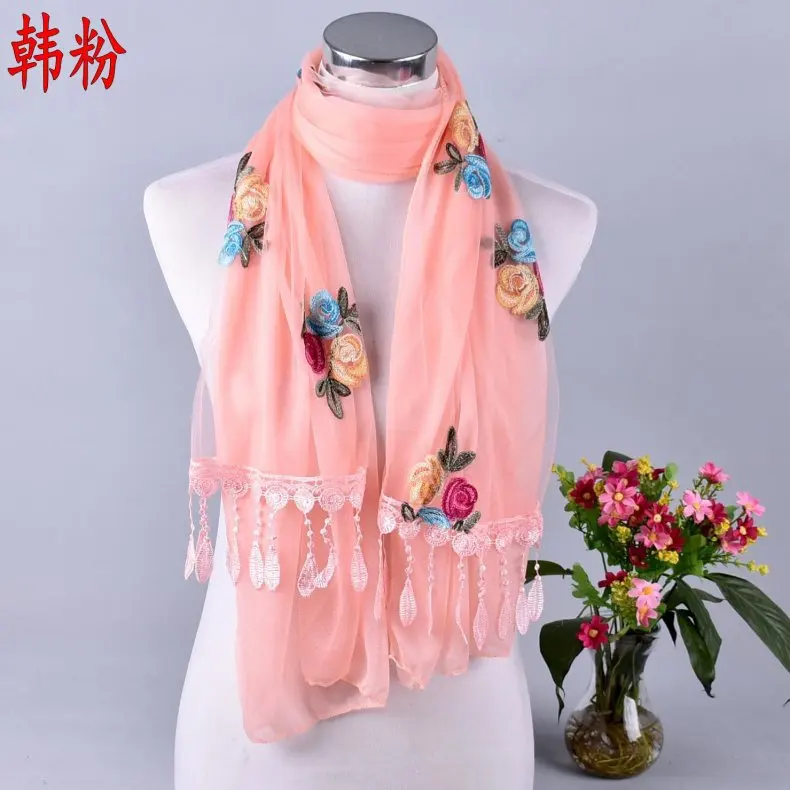 Bufanda de organza para mujer, chal largo con hojas y flores, alta calidad, hijab elegante, primavera y otoño