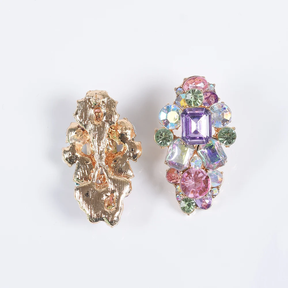 2026 New Mix Pink Purple Crystal Rhinestones Earrings Women Indian Statement Fashion Elegant Earrings Jewelry