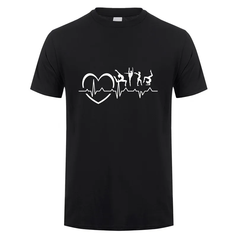 Gymnastics Heartbeat T Shirts Summer Men Short Sleeve Cotton T-Shirt Gymnastics Men Clothing Tops TM-006