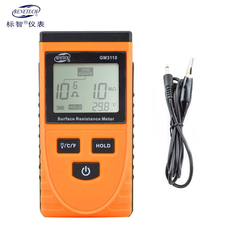 

BENETECH GM3110 Surface ResistanceTester Anti-static LCD Tester Digital Display Anti-static Resistance Meter Temperature Meter