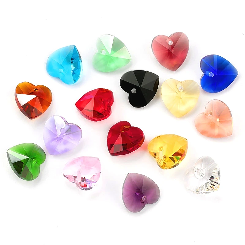 Best quality 14mm 28pcs/pack 6228 Heart pendant Austria charms crystal heart beads gems for Jewelry accessories Earring making