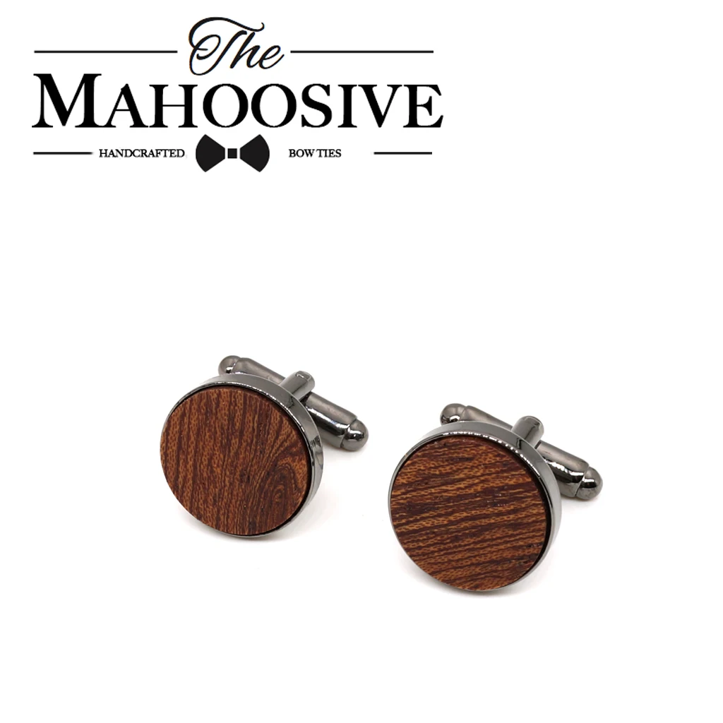 MAHOOSIVE Wood fashion shirt cufflink for mens gift Brand cuff button Black Wooden cuff link abotoaduras