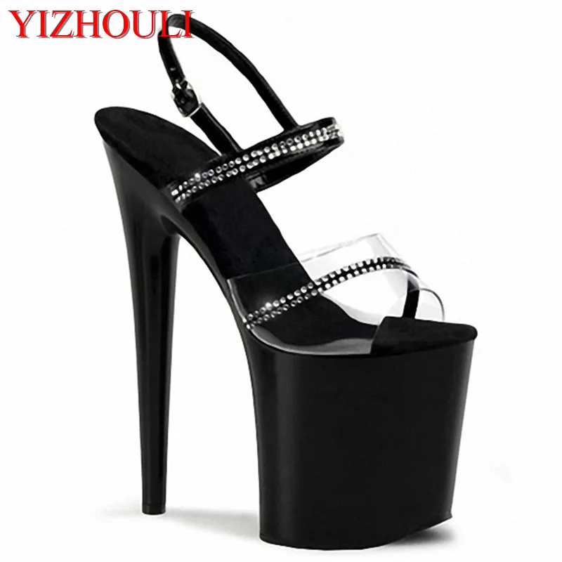 Fashion stiletto heels with rhinestone straps 20cm model banquet stage performance sandals