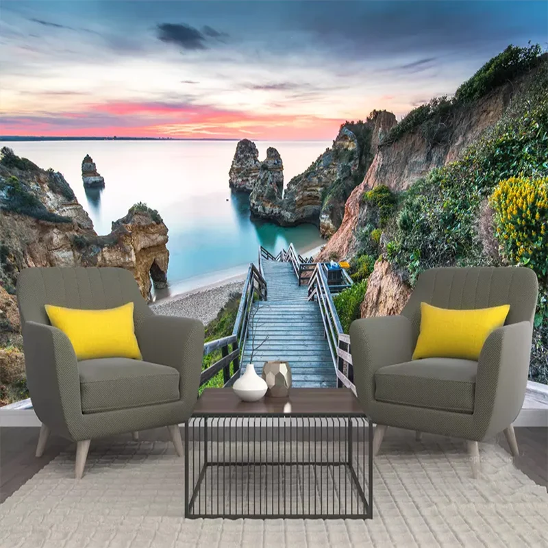 Custom Photo Wallpaper 3D Portugal Coast Natural Landscape 3D Mural Living Room TV Bedroom Home Decor Wall Cloth Papel De Parede