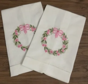 Set of 12 Handkerchiefs White Linen Hemstitched Tea Towel -14x22\