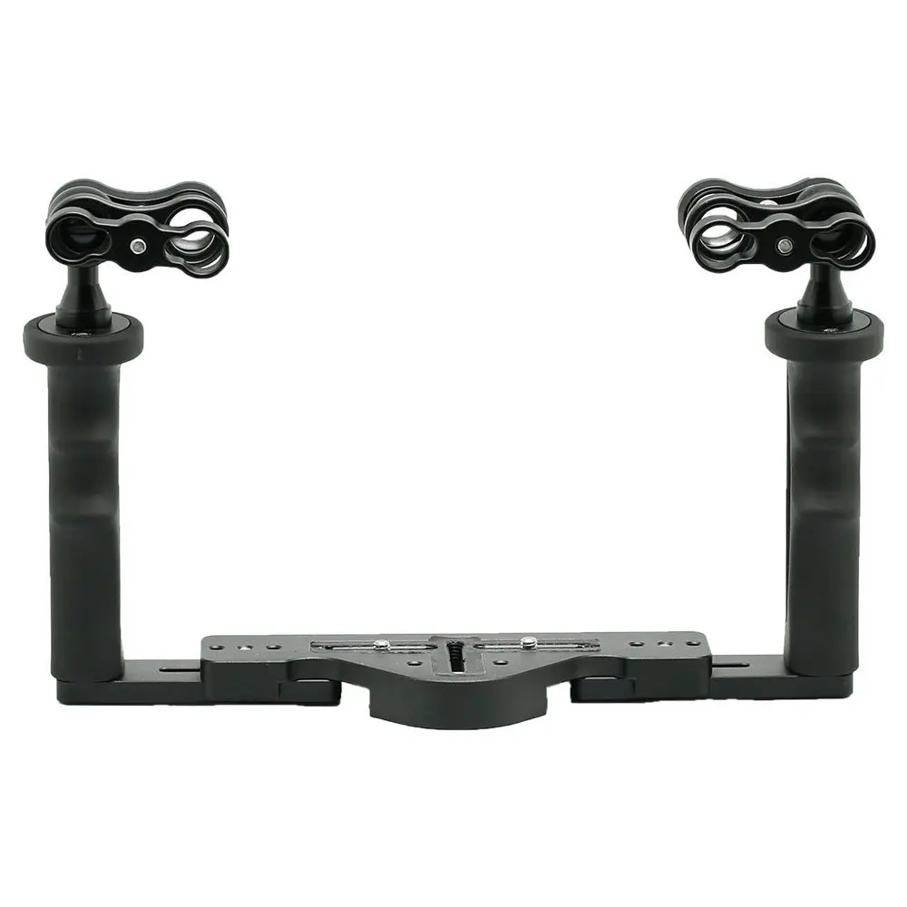 

Underwater Tray Housings Arm for Gopro Action Camera Holder Double Grip Diving with 2 two Holes Butterfly Ball clamps