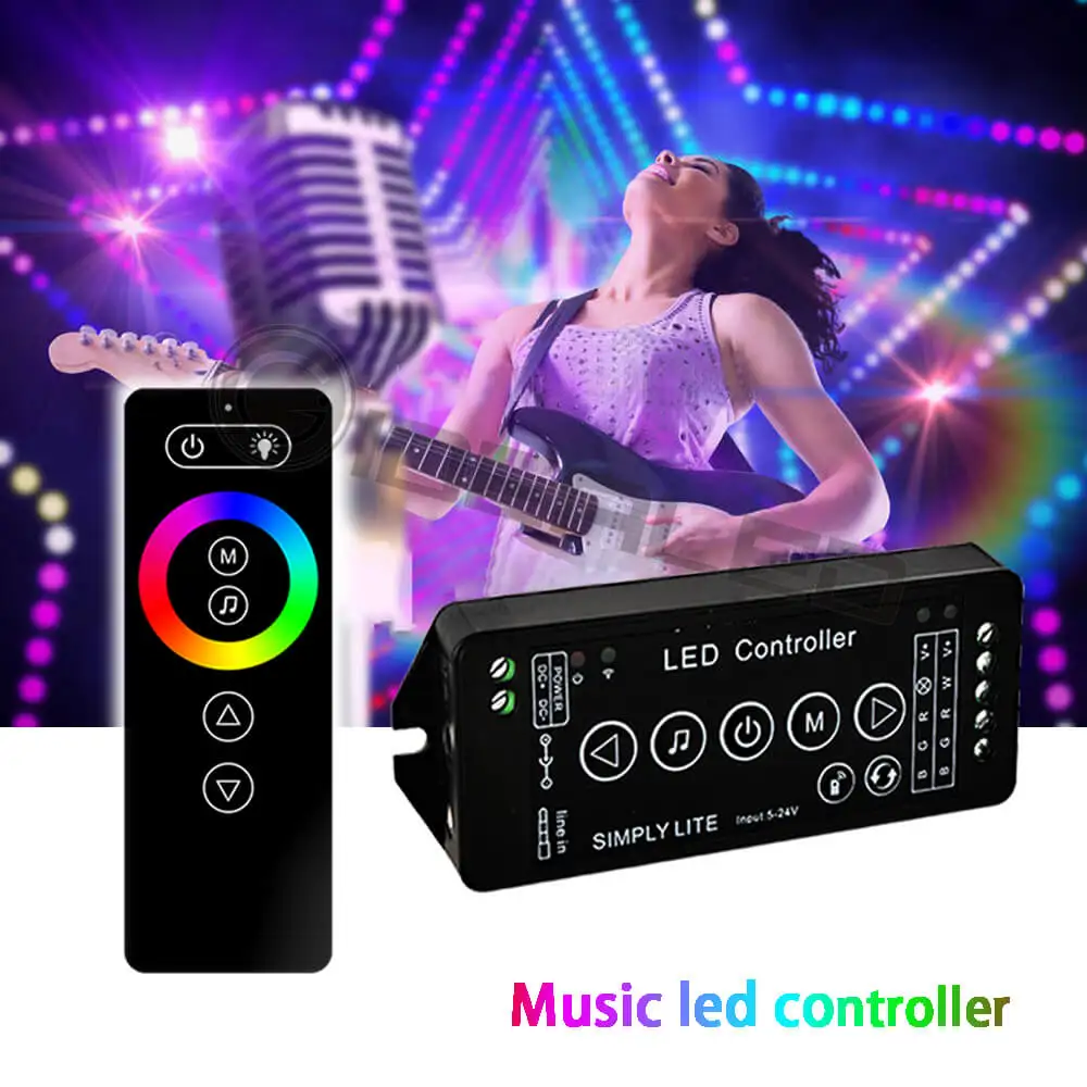 

Music Dimmer Led strip Controller And remote led controller with wall mount holder a set for 5v 12v 24v RGB/RGBW led strip tape