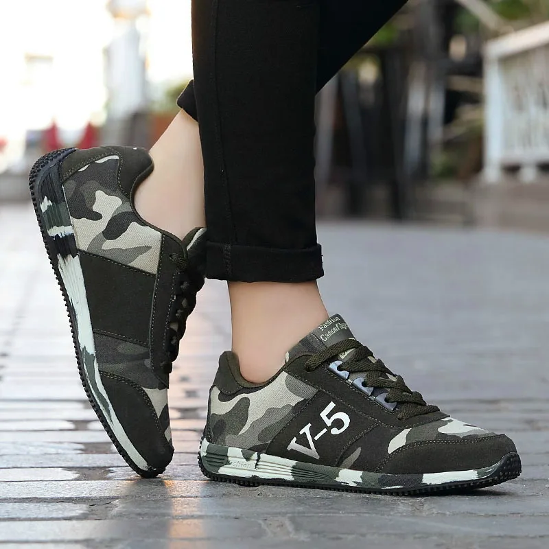 Camouflage Canvas Travel Shoes Cadet Training Couple Women Shoes Flat Sneakers Single Shoes Woman Comprehensive Training Shoes