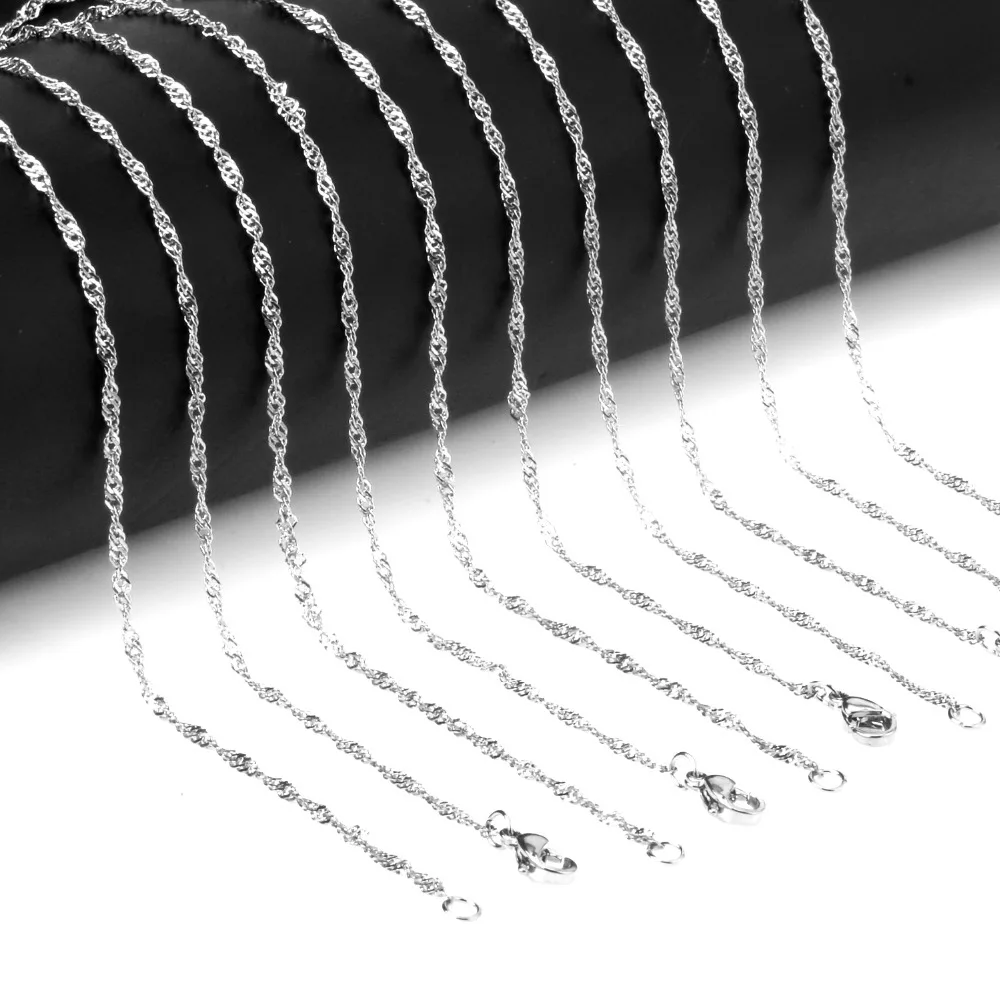 LUXUSTEEL 10pcs/lot Wholesale Silver  Color 2mm Link Chain Necklaces 18inch/20inch/22inch/26inch Stainless Steel Chain Party