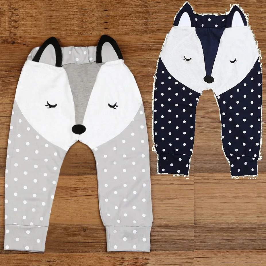 Fox Baby Boy Pants Grey Navy Baby PP Pant Underpants Leg Warmers Baby Girls Tights 100% Cotton Newborn Trousers Soft Dot Panties