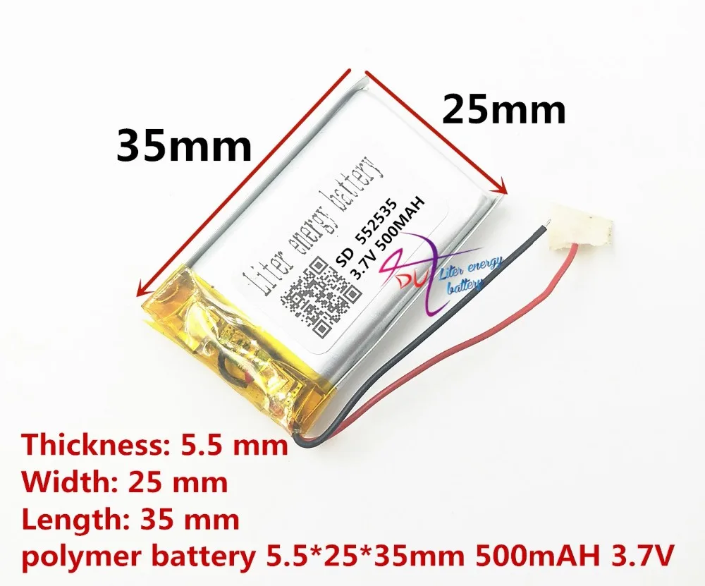 (1 teile/los) Polymer lithium-ionen batterie 500 MAH 3,7 V, 552535 CE FCC ROHS MSDS qualität zertifizierung