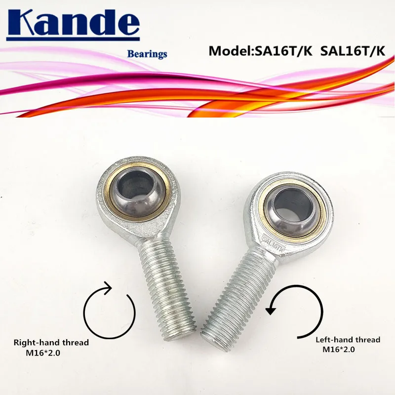 Kande Bearings POSA16 POSAL16 SA16T/K SA16 SAL16T/K  SA16T SAL16T  2pcs Rod End Bearing  M16*2  SAL16  Male/Female thread