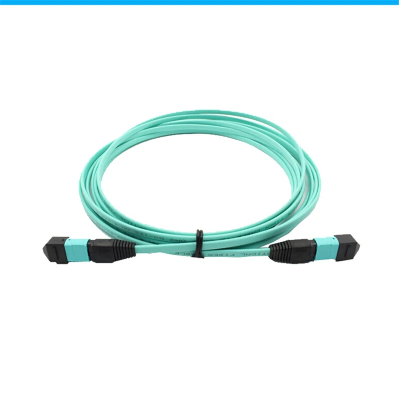 MPO fiber optic patch cord 12 core ribbon fiber flat cable OM3 2mtr aqua color ftth optical fibre jumper MM mpo-mtp ELINK