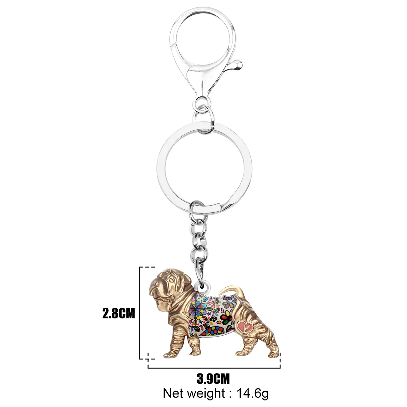 Bonsny Enamel Alloy Chinese SharPei Dog Keychains Key Chains Ring Cute Animal Jewelry For Women Girls Gift Bag Charms Pendant