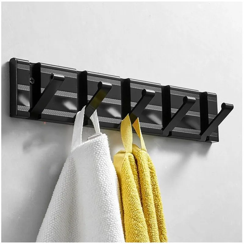 Perchero plegable de aluminio para ropa, gancho de pared para colgar ropa, accesorios de baño, sin clavos ni clavos