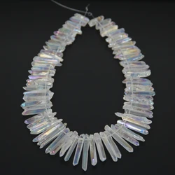 Natural Crystal Polished AB Titanium White Quartz Beads,Graudated Spikes Pointed Jewelry for Necklace Making