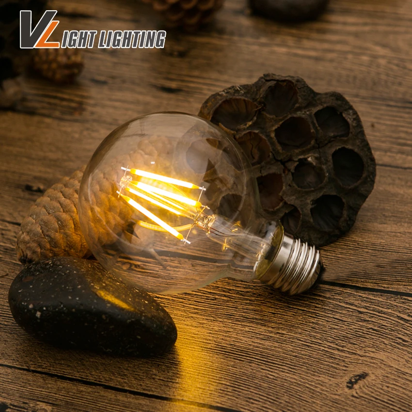 G80 Vintage LED Edison Bulb 220V Antique LED Filament bulb Light 2W 4W 6W vintagex retro Edison lamp