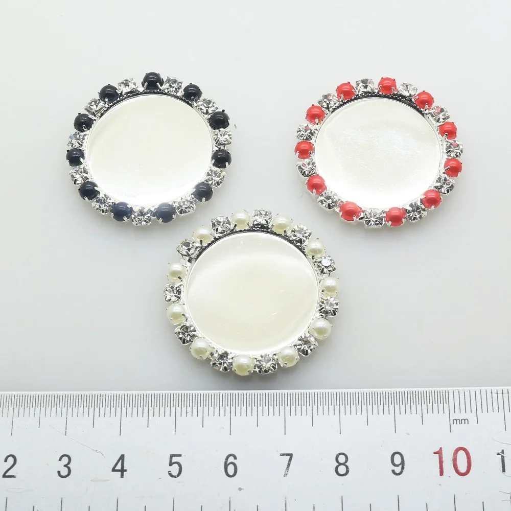 Nowy 10 sztuk/partia wewnętrzny rozmiar 25mm srebrny dla 9 kolorowe perły Rhinestone przycisk Flatback DIY cap taca ustawienie klucz pokrywy pokrywy