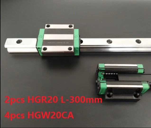 

2pcs China made HGR20 L-300mm linear guide / rail + 4pcs HGW20CA / HGW20CC linear blocks carriage flanged for CNC parts