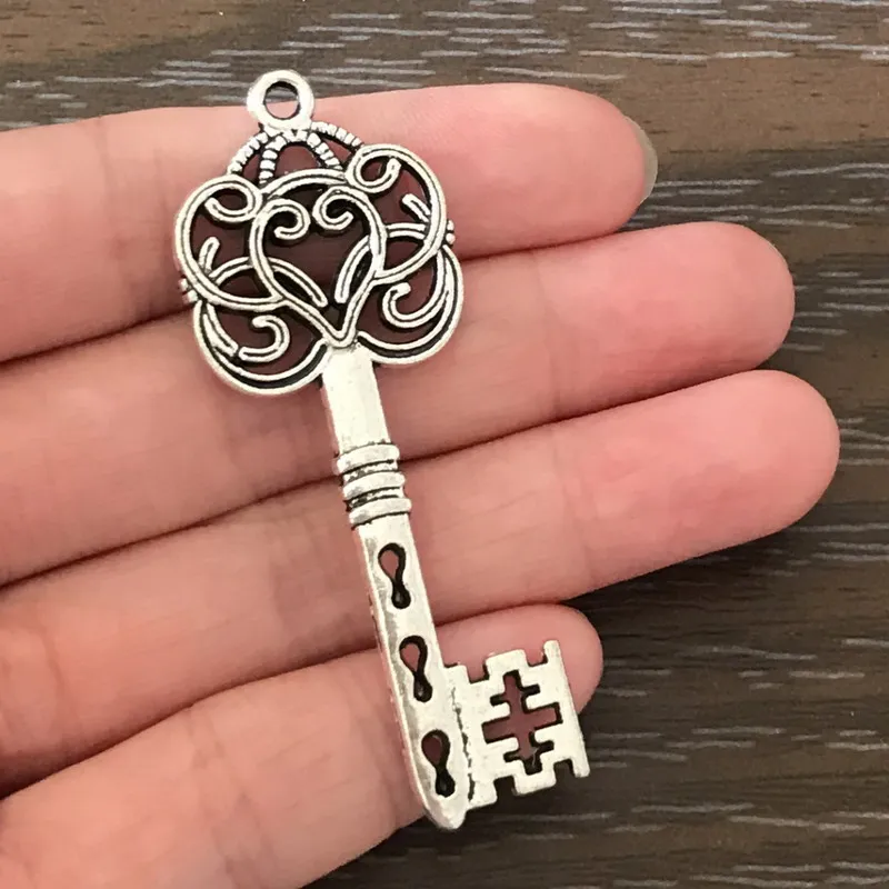 

5PCS DIY Jewelry Making Large Key Charms Vintage Bohemian Pendant Charm for Necklace Earrings book marks key chain keyring