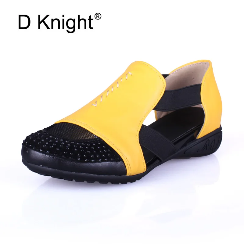 Summer Sandals Women 2018 Lady Yellow Red Shoes Woman Platform Flats Shoes Causal Rhinestone Sandals Roma Female Gladiator Shoes