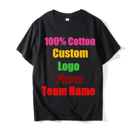 2025 Unisex Custom Design LOGO Printing Personalized Men's  Harajuku Solid Color Text Photos Clothing Ads Pure Cotton T-shirt