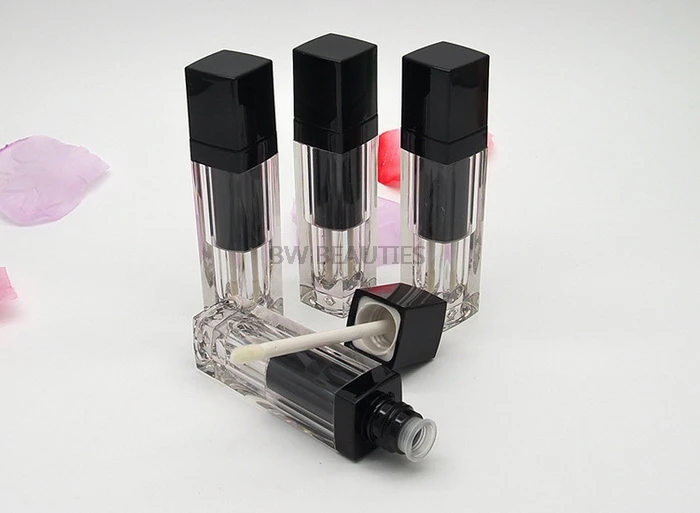 6ml Empty Square Lip Gloss Tube UV Black Lip Cosmetic Clear Lipbalm Container Tubes Makeup Tools