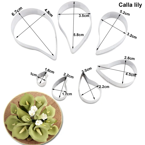 2 Styles Calla Lily Petals Cutter Fondant Moulds Cake Decorating Tools Chocolate Gumpaste, Sugarcraft,Chocolate Clay Mold CS241