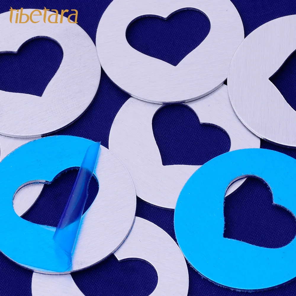 20pcs 18 Gauges,Round Aluminum Heart Discs  -Heart Cutouts -  Discs, Disk Round Aluminium Blanks