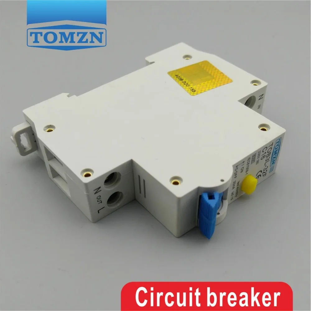 TOB3L-32F 18MM RCBO 16A 1P+N 6KA Residual current Circuit breaker with over current and Leakage protection