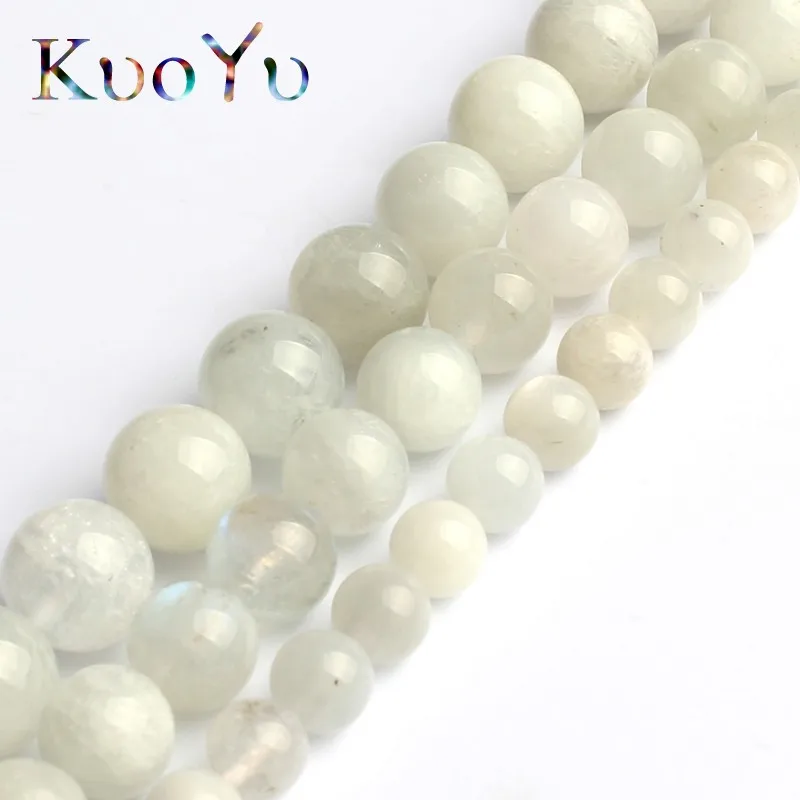 Natural Stone Moonstone Beads Round Smooth Loose Beads 15\'\'Strand 6/8/10mm For Jewelry Making DIY Bracelet Pendant Necklace
