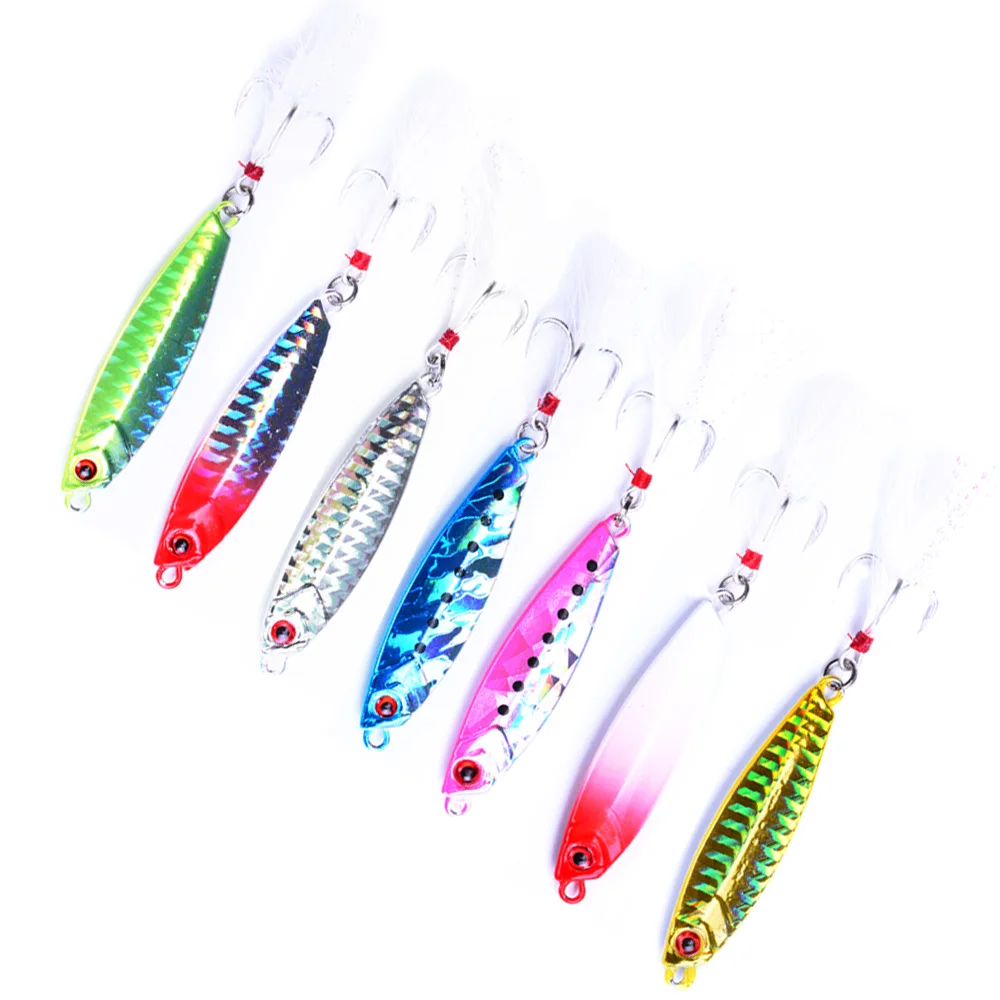 Balleo 1pc 7color 10g15g20g25g30g Laser metal jig slow Sinking jig wobbler metal spoon fishing lure lead fish for carp lure