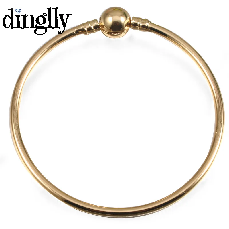 DINGLLY High Quality Golden Snake Bracelet Bangle Fit Original Beads Charm Bracelets For Women Man Children Lover Couples Gifts