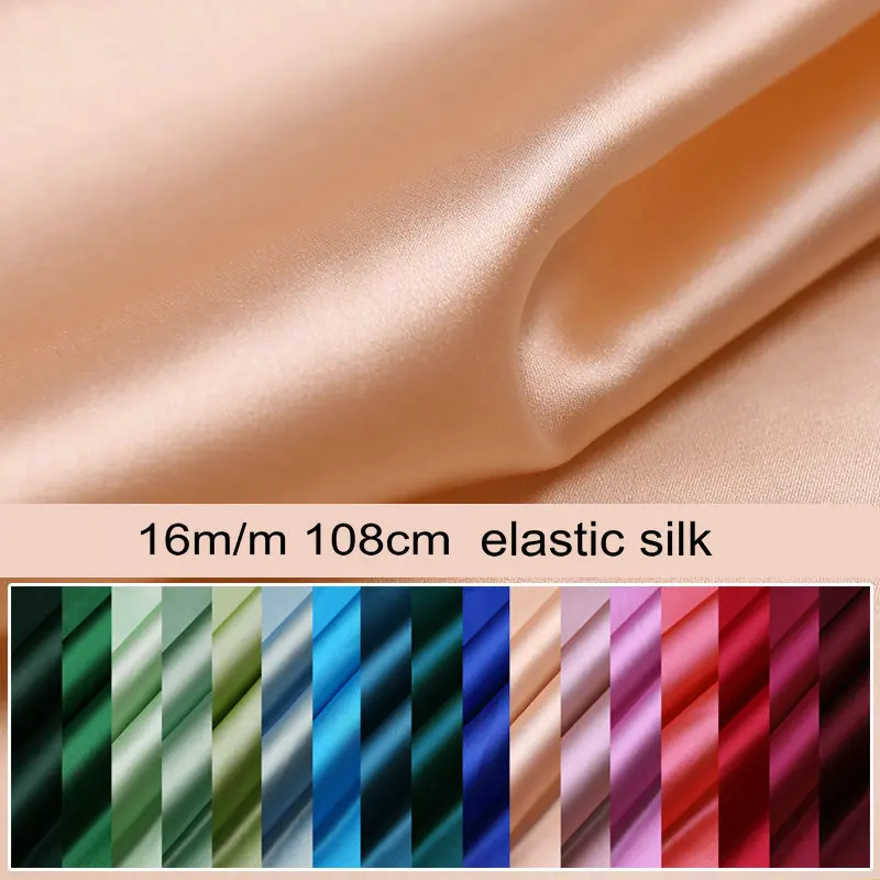 Mulberry Elastic Silk Satin Fabric for spandex Silk Dress Skirt  Wholesale 16 and 19m/m