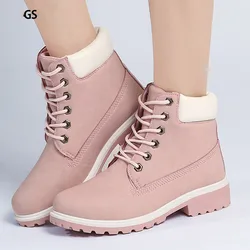 Winter Fashion Motocycle Booties Camouflage Pu Leather Waterproof Women Winter Ankle Boots Solid Flat Boots